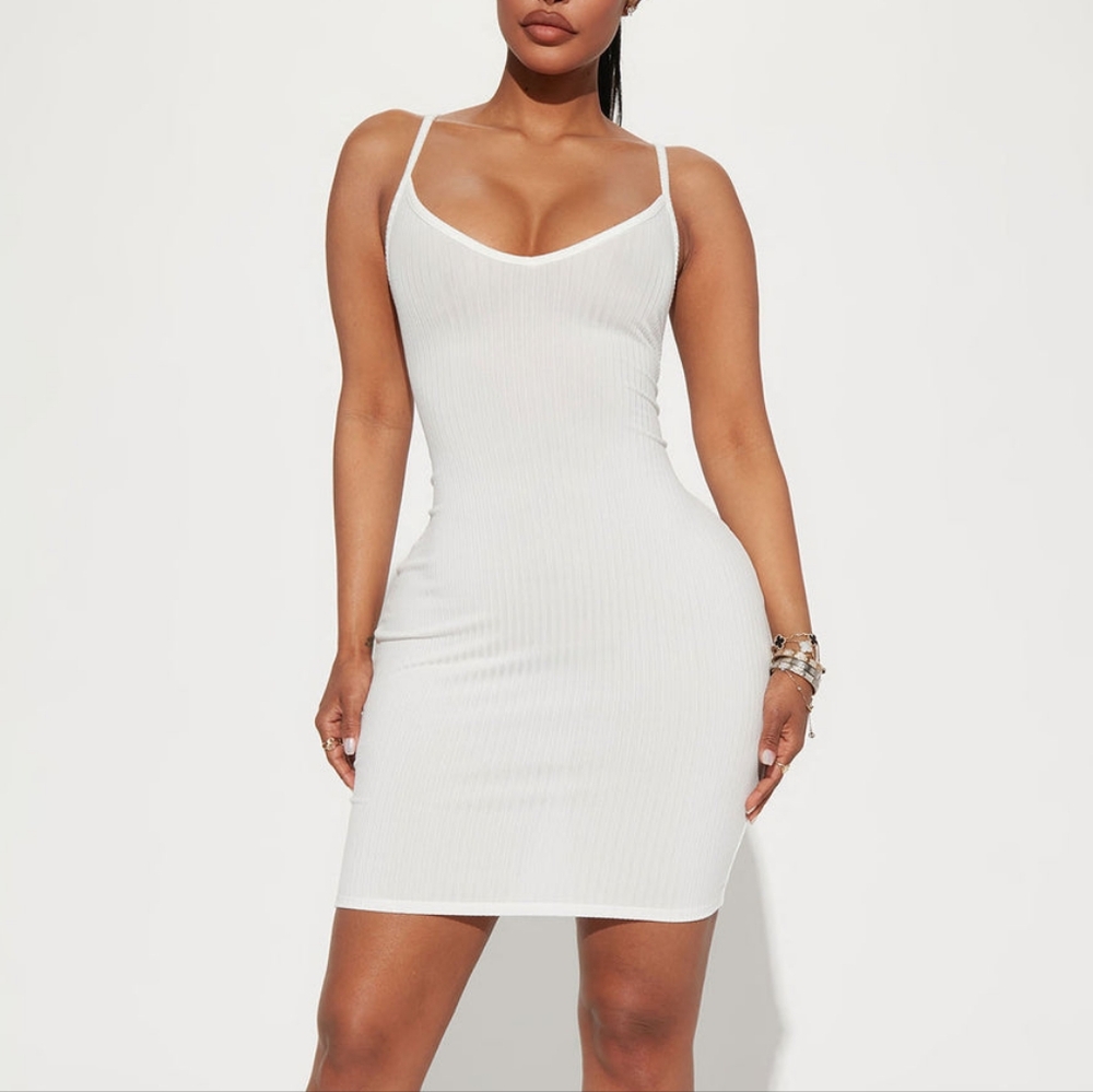 Fashion Nova Erin ribbed cami mini dress white sizes M/L